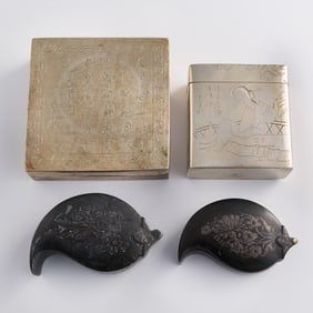 Four Chinese alloy metal boxes, late 19th century/early 20th century