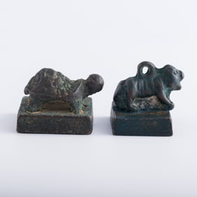 Two Chinese bronze seals, Han dynasty