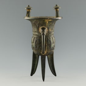 A Chinese bronze jia, Ming dynasty or earlier