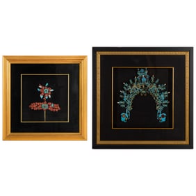A Chinese kingfisher feather headdress and a hairpin, Qing dynasty