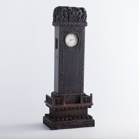 A Chinese hardwood stele-form clock, Qing dynasty