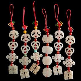 Six strings of Chinese jade pendants, Qing dynasty