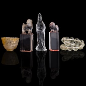 Five Chinese rock crystal items