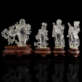Three Chinese rock crystal court ladies and Liu Hai
