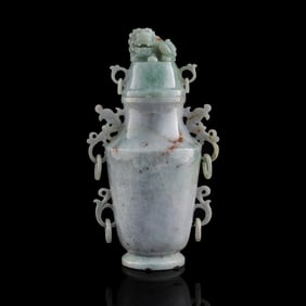A Chinese jadeite lidded vase