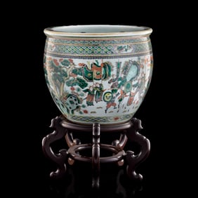 A large Chinese wucai 'figural' jar, 19th century