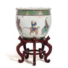 A large Chinese wucai 'figural' jar, 19th century