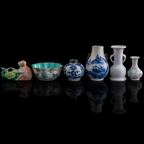 Six Chinese porcelain items, Qing dynasty