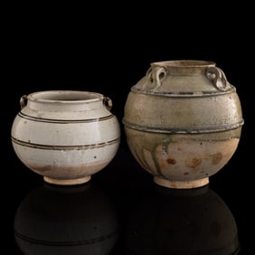A Cizhou jar and a porcelain jar, Song/Sui dynasty