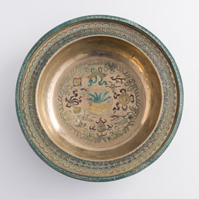 A Chinese Paktong enamel basin, late 19th century