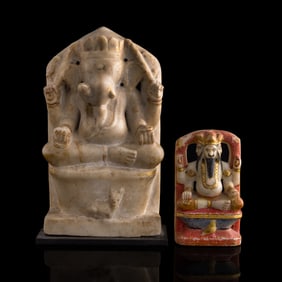 Two Hindu stone statues