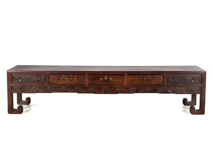 A Chinese hardwood kang table, late 19th century