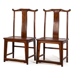 A pair of Chinese huanghuali 'lamphanger' side chairs