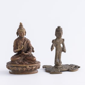 Two bronze Buddhist figures