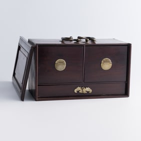 A small Chinese hardwood scholar's cabinet, late 19th century