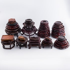 Thirty Chinese wooden stands