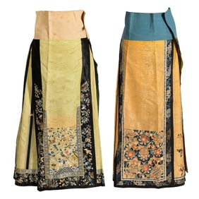 Two Chinese embroidered skirts (Mamianqun), 19th century