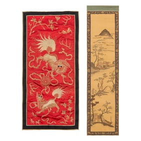 Two Chinese embroideries, 19th century