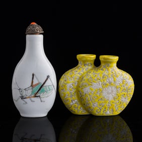 Two Chinese famille rose snuff bottles, 19th century or later