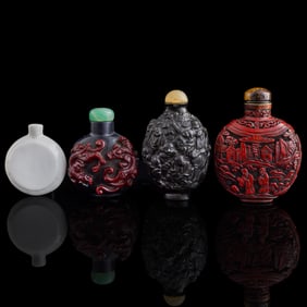 Four Chinese snuff bottles, Qing dynasty or later