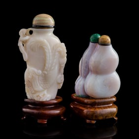 Two Chinese opal snuff bottles, early 20th century