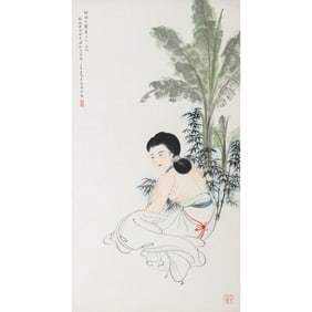 A Chinese 'court lady' painting, by Li Qiaofeng (1921-2016)