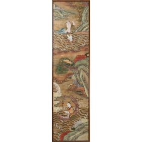A Chinese painting of Immortal riding a raft