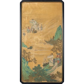 A Chinese 'birthday celebration scene' painting, attributed to Qian Xuan (1239-1299)