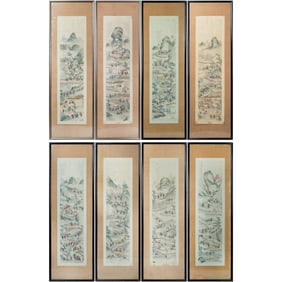 A set of eight Chinese paintings, 19th century
