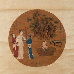 A Chinese 'figural' painting scroll on silk, Qing dynasty