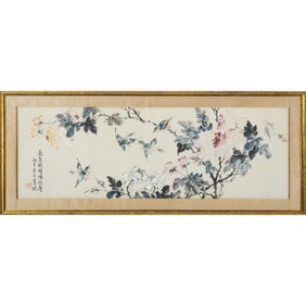 A Chinese horizontal 'flower and bird' painting, by Ge Min
