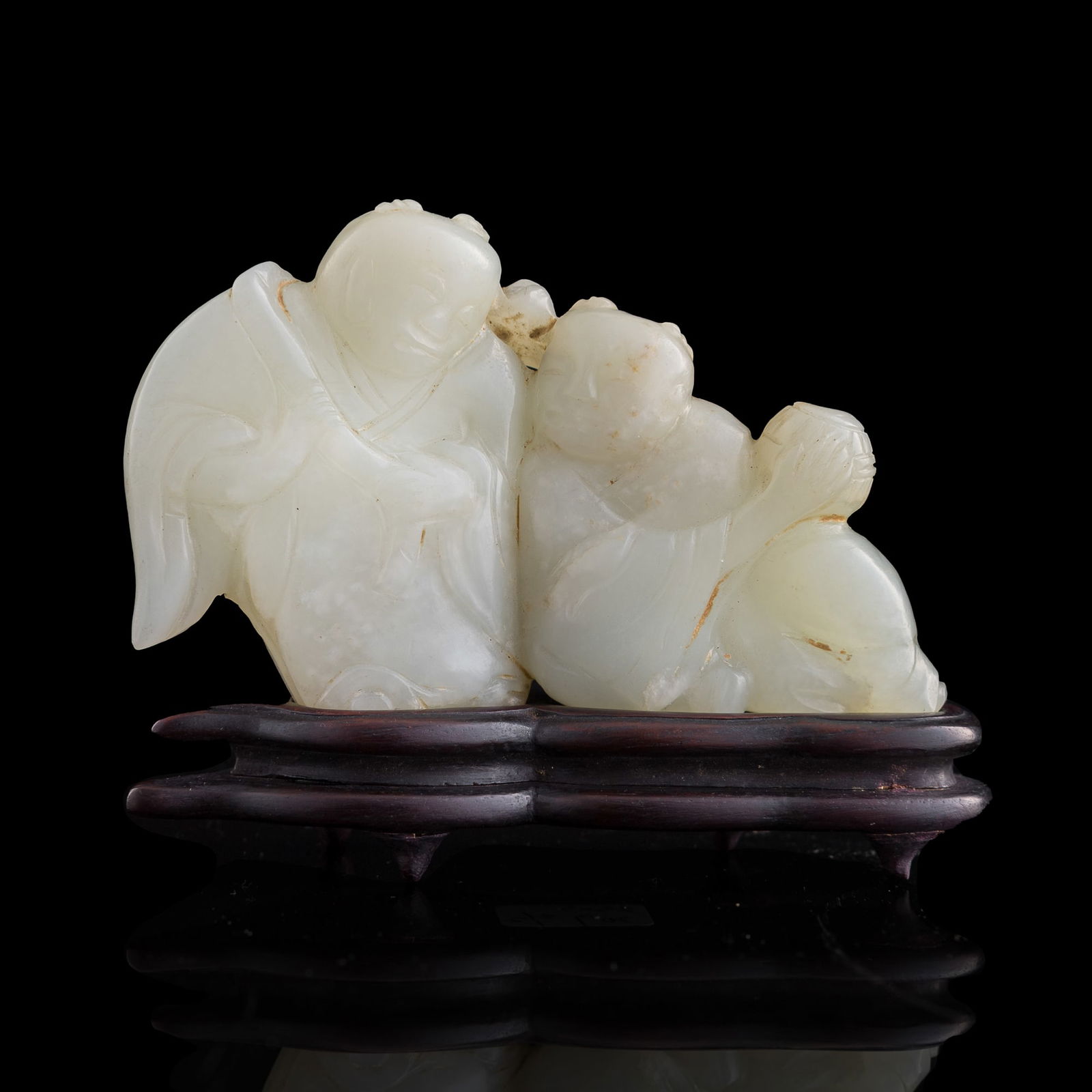 A Chinese white jade Hehe Erxian Figure, early 19th century (1 of 8)
