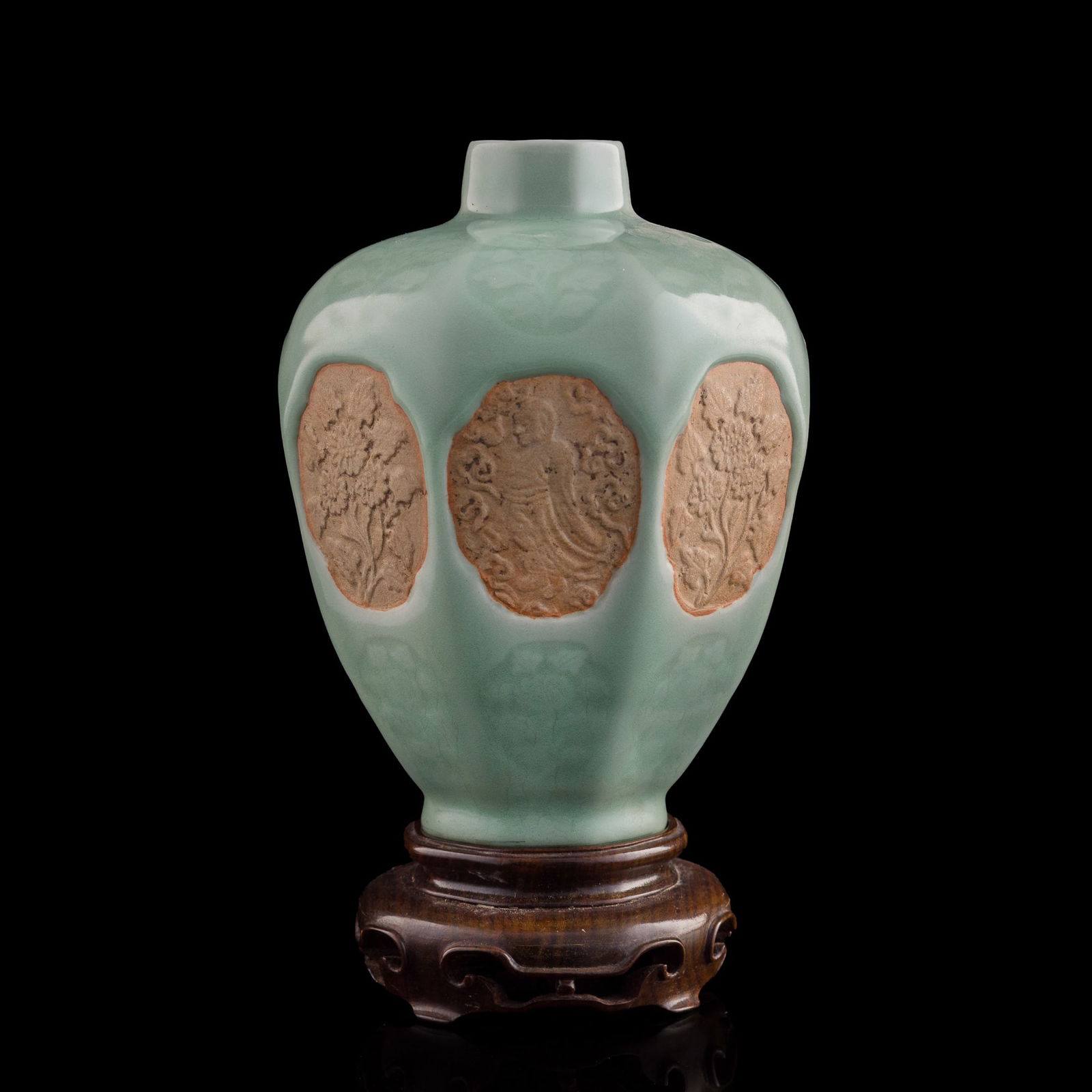 A Chinese carved Longquan celadon eight-lobed jar, Yuan dynasty or later (1 of 11)