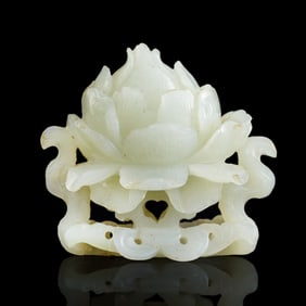 A Chinese carved jade lotus, Ming dynasty