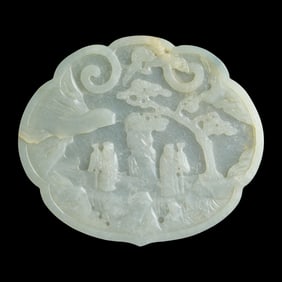 A Chinese white jade belt plaque, 19th century