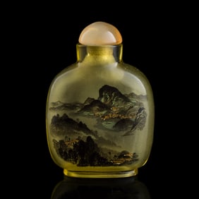 A Chinese inside-painted ‘farming scene’ snuff bottle, by Zhang Guangzhong (b. 1945)
