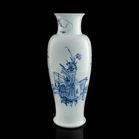 A Chinese blue and white Guanyin vase, Kangxi Period, Qing dynasty