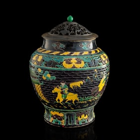 A Chinese fahua 'figural' jar, 17th century