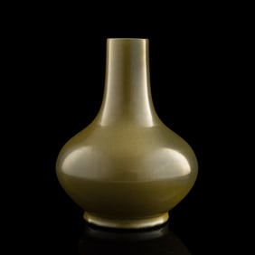 A Chinese teadust-glazed water chestnut-form vase, Guangxu period, Qing dynasty