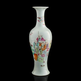 A Chinese famille rose long-necked 'figural' vase, 19th century