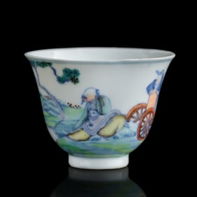 A Chinese doucai 'figural' cup, 18th century