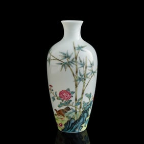 A Chinese famille rose 'flower and bird' vase, Republic period