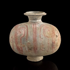 A Chinese painted pottery jar, Han dynasty