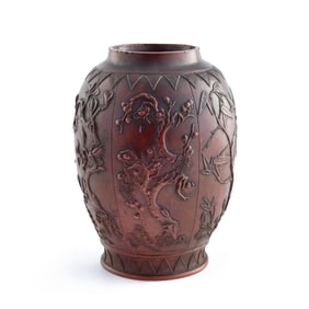 A Chinese zisha ‘flower and bird’ jar, 18th century