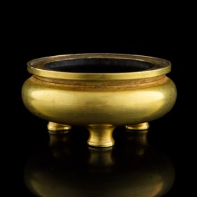 A Chinese bronze tripod censer, mark of Qin Shu Lü (Wu Bangzuo), 18th century