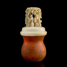 A Chinese gourd cricket box, 19th century
