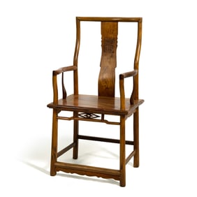 A Chinese Huanghuali 'official's hat' chair, 18th century