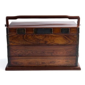 A Chinese Huanghuali tiered box, 18th century