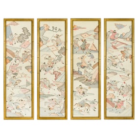 Four Chinese kesi panels, late 19th century
