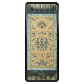 A Chinese apricot yellow-ground embroidery, 19th century